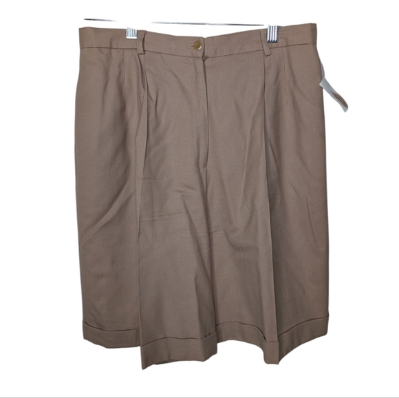 Talbots wool camel brown pleated mom shorts vintage sz 12 NWT - Picture 1 of 8